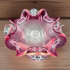 Vintage 1950s Murano Glass Archimede Seguso Bullicante Ashtray Bowl Cranberry
