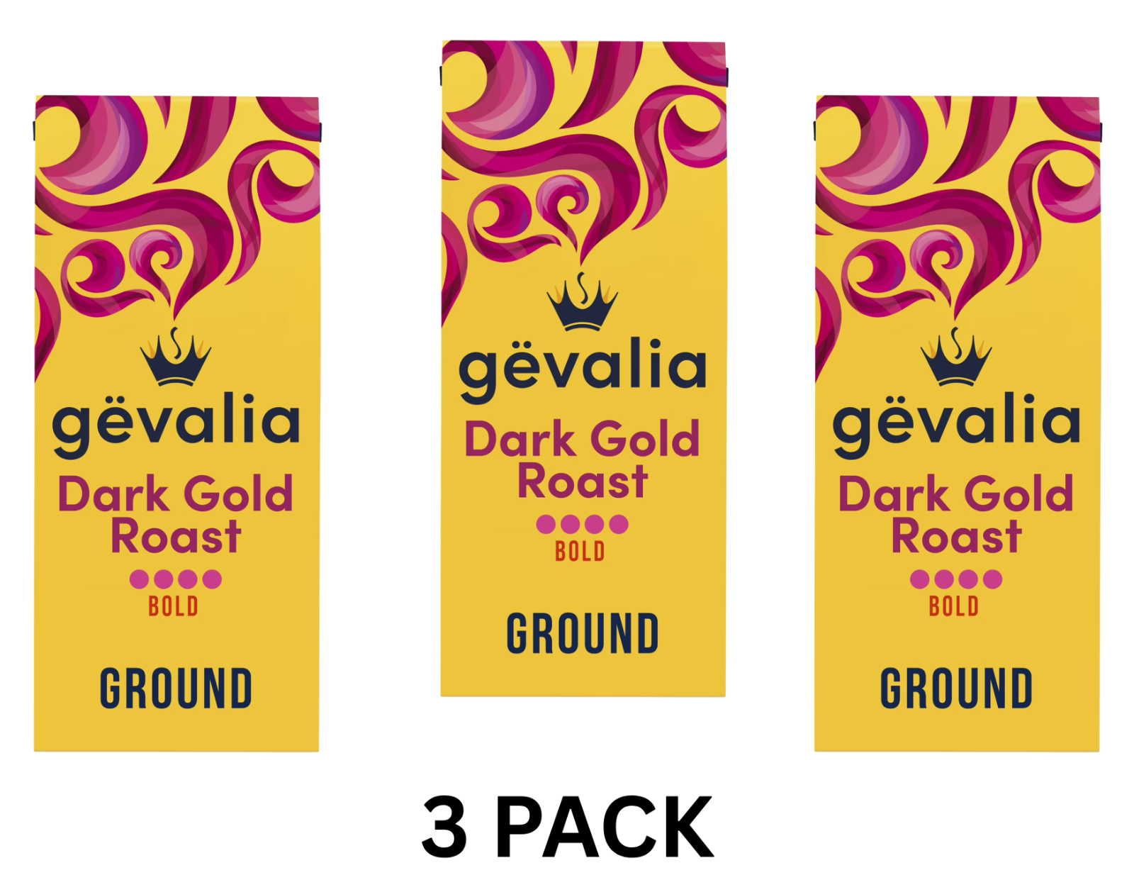 Gevalia Dark Gold Roast Bold Dark Roast Ground Coffee, 12 Oz. Bag 3 pack Free