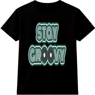 Retro T-Shirt Stay Groovy Vinyl Schallplatte Grafik Tee 70er Musik Disco Shirt