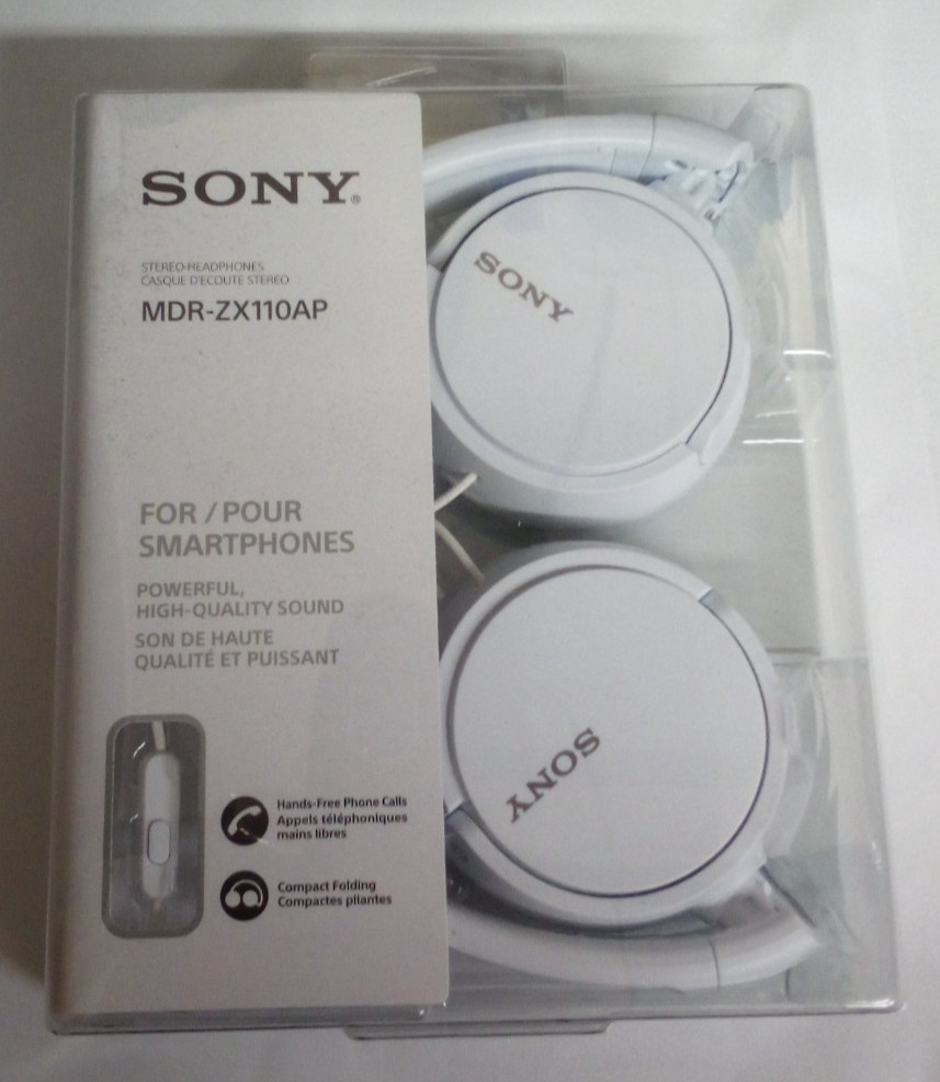 Sony MDRZX110AP/W Serie ZX Cuffie cablate extra basse, Bianco NUOVO