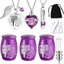 Cremation Urn Necklace for Ashes Set of 6- Small Cremation Urns for Human/Pet As