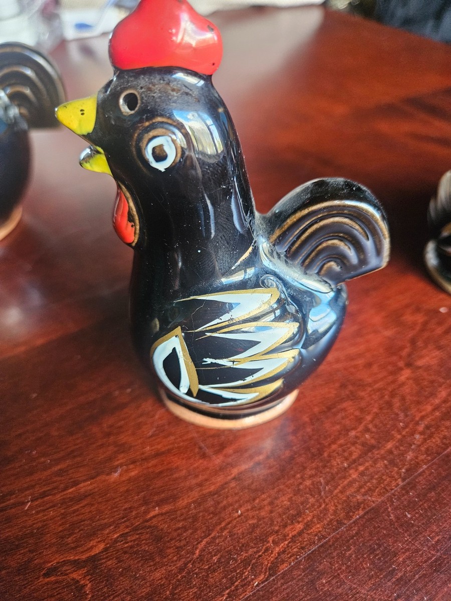 Vintage Japan PAC Ceramic Set Stacking Roosters Teapot Sugar