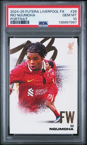 Rio Ngumoha 2024-25 Futera Club FX Liverpool Portrait #LFXB26 Rookie RC PSA 10