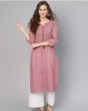 Indian Women Floral Printed Rayon Sraight Kurta Kurti Top Tunic Pakistani dress