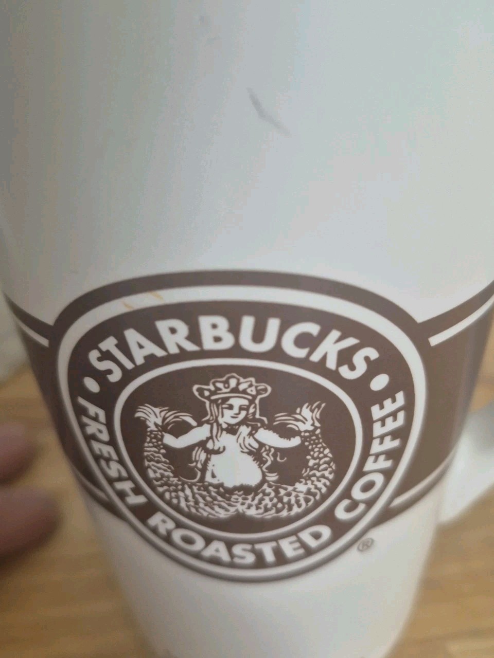 2 Starbucks 2008 Tall 16oz Ceramic Coffee Mug Retro ORIGINAL Mermaid Logo HTF!