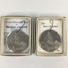 Wendell August Forge James E Sabol Signed Christmas Ornaments US Brig Niagara