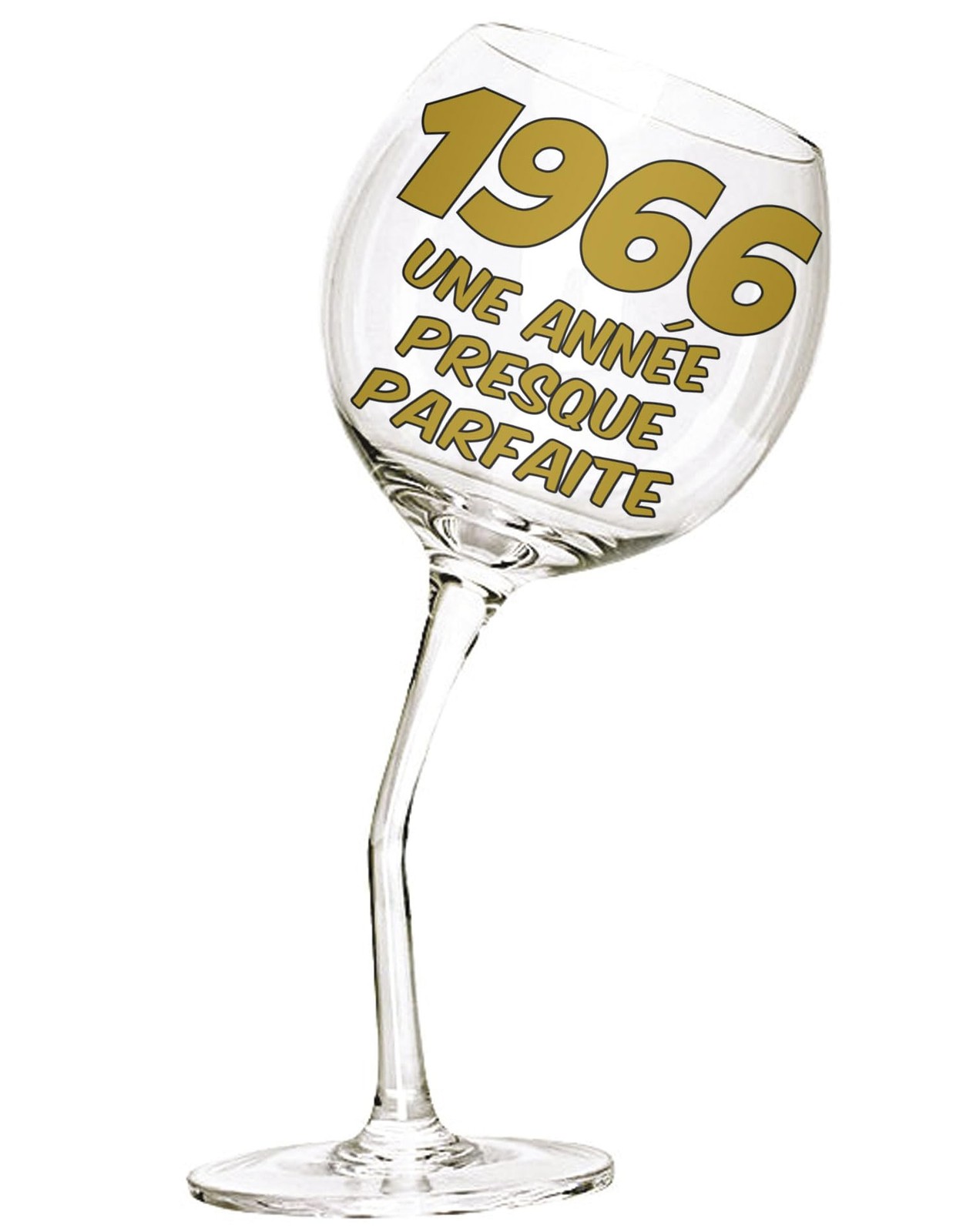 Verre à pied tordu pour anniversaire de 60 ans en verre transparent avec message festif français