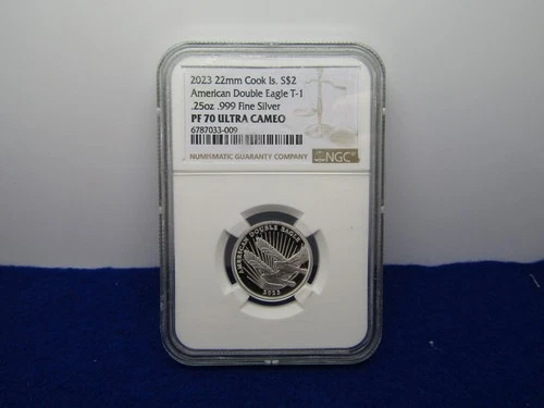 2023 22mm S$2 American Double Eagle T-1 PF70 Ultra Cameo .25oz