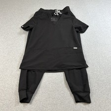 FIGS Scrub Set Womens Small Shirt Black Casma Top Zamora Jogger Pants Medium