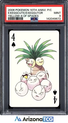 Pokemon 2006 Exeggcute/Exeggutor Yellow 4 Spades 10th Annv. Playing Card PSA 9