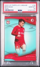 2022-23 TOPPS LIVERPOOL LINEAGE TEAL #18 BEN DOAK 27/99 PSA 10