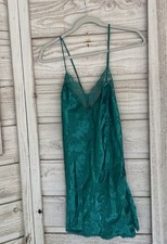 NWT Vintage 90's Shirley of Hollywood Silky Wet Satin Lace Chemise Nightgown M