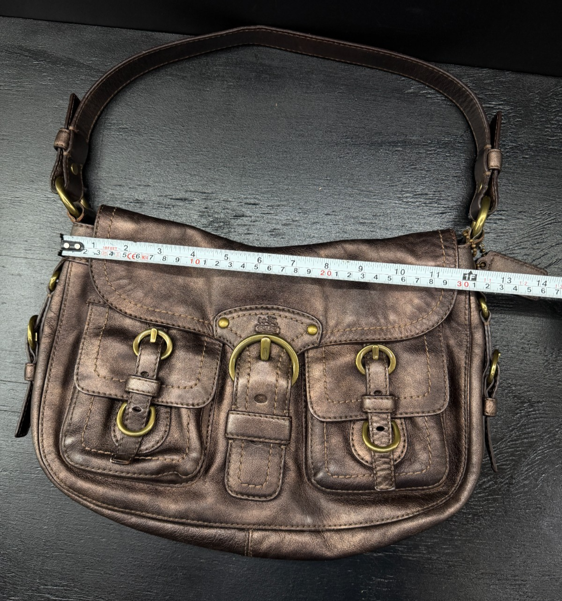 VTG Coach Legacy Garcia Hobo Bag Brown Bronze Leather Buckle Flap