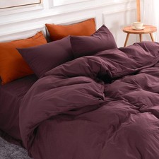 Duvet Cover Set Queen Size Linen Look Textured 100 Washed Cotton Duvet Cover