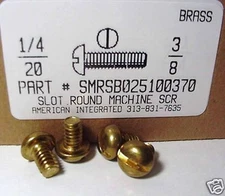 1/4-20x3/8 Round Head Slotted Machine Screws Solid Brass (10)