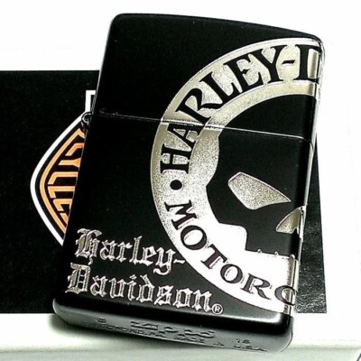 Zippo Harley Davidson HDP-32 Black Skull 3 Sides Etching Lighter