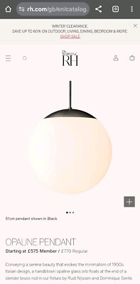 RH Restaurationsbeschläge 8'' Opal Deckenpendelleuchte