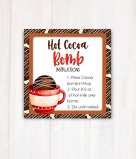 100 Hot Cocoa Bomb - Hot Chocolate Bomb Instructions Labels Stickers 2  Square