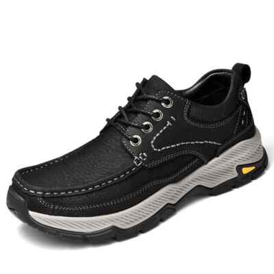 Men Hiking Shoes Mesh Suede Leather Outdoor Sports Walking Climbing Boots Black