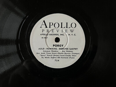 AULD-COLEMAN HAWKINS-BEN WEBSTER SAXTET Porgy/Pick-Up-Boys APOLLO 754 E/E- Bebop
