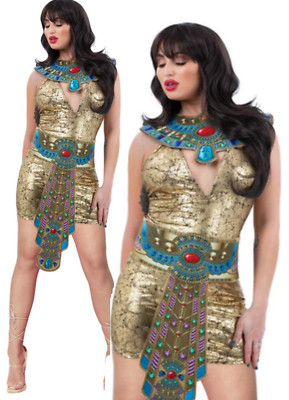 Damen Ägyptische Cleopatra Sexy Antike Ägypten Fancy Kleid Outfit UK 4-18