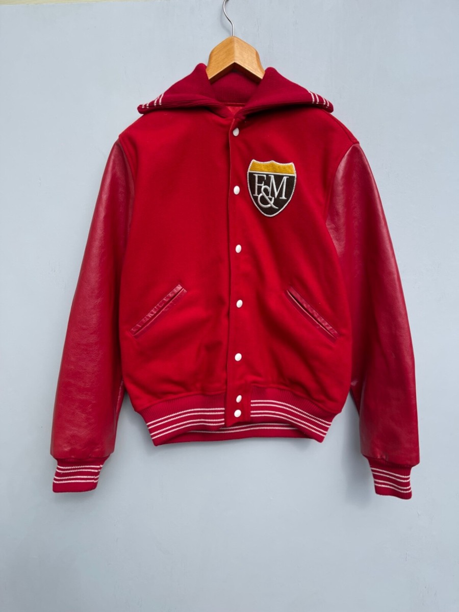 Rare Franklin & Marshall Reversible Varsity Leather Jacket Vintage  