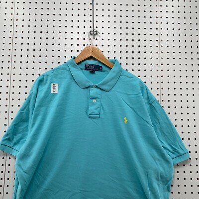 Polo Ralph Lauren Collared Shirt Mens XL BLue Yellow Pony Casual