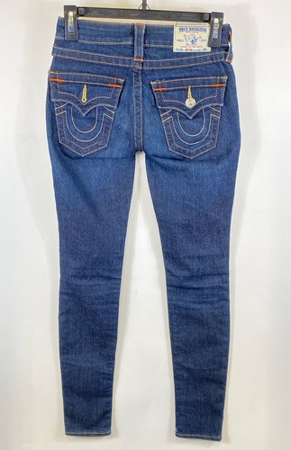 True Religion Womens Blue Denim Medium Wash Low Rise Skinny Leg Jeans Size 23 - Picture 2 of 4