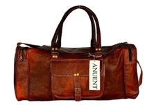 Men's Distressed Leather large vintage duffel travel gym weekend overnight bag