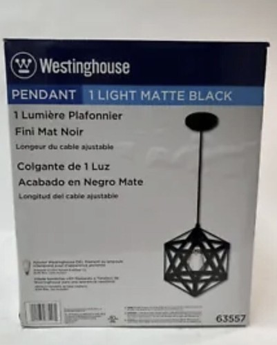Westinghouse 6355700 One-Light Indoor Pendant, Matte Black Finish - Picture 2 of 2