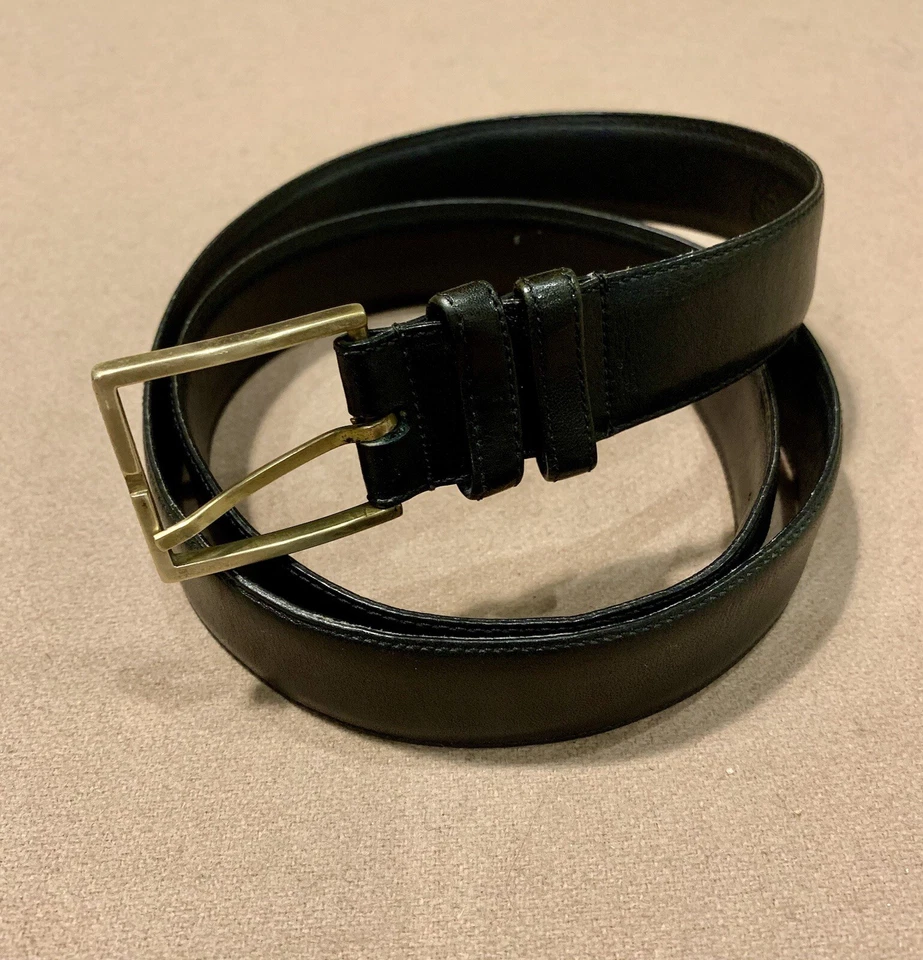 Cinturón de cuero negro DB Dooney & Bourke vintage talla 45 hebilla de latón dorado Foto 2 de 4