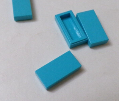 Lego x7 Sky Blue 1x2 Smooth Finishing Tiles, 3069 (028-44)