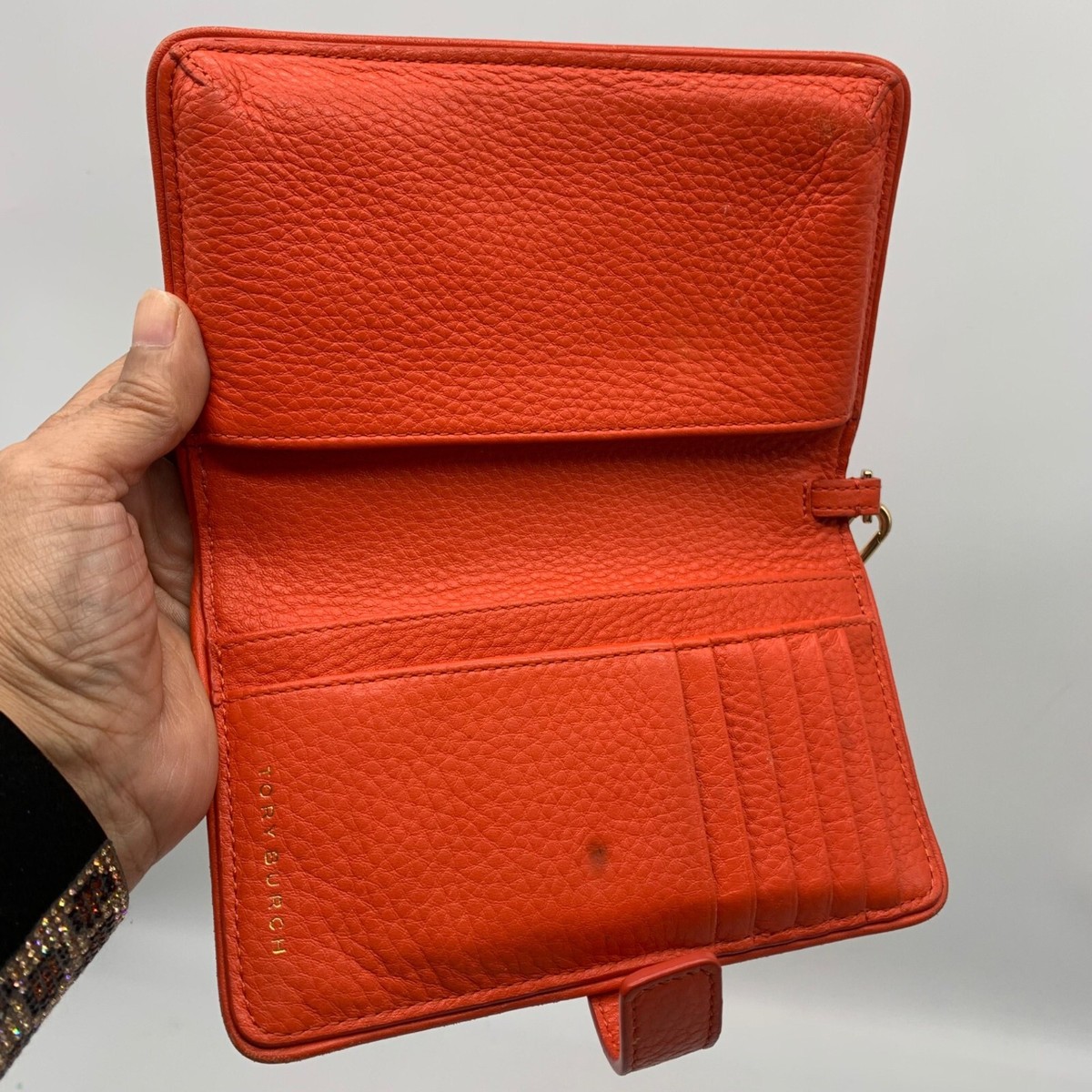 Tory Burch Orange Leather Britten Smartphone Wristlet | eBay