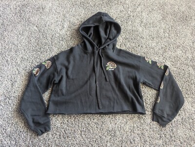 Santa Cruz Hoodie Womens Medium Black Rose Logo Belly