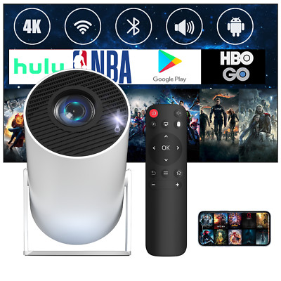 4K Mini Smart Beamer WiFi Heimkino Projektor LED Bluetooth Android Mit Leinwand