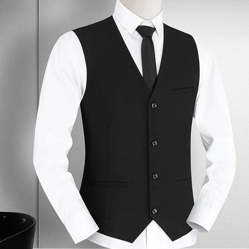Men Suit Vest Tank Tops Slim Short Waistcoat Business Office V