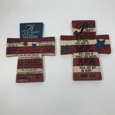 Patriotic Cross Prayer for Soldiers Troops Resin 7" Isaiah 40:31 Set 2 Hanging