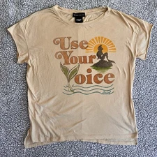 Disney X Junk Food T-shirt Women’s Small Ariel Little Mermaid Use Your Voice Tan