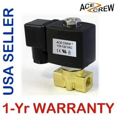 ACE CREW VITON 1/4 in 110V-120V AC Brass Solenoid Valve NPT Gas Water Air Normally Closed