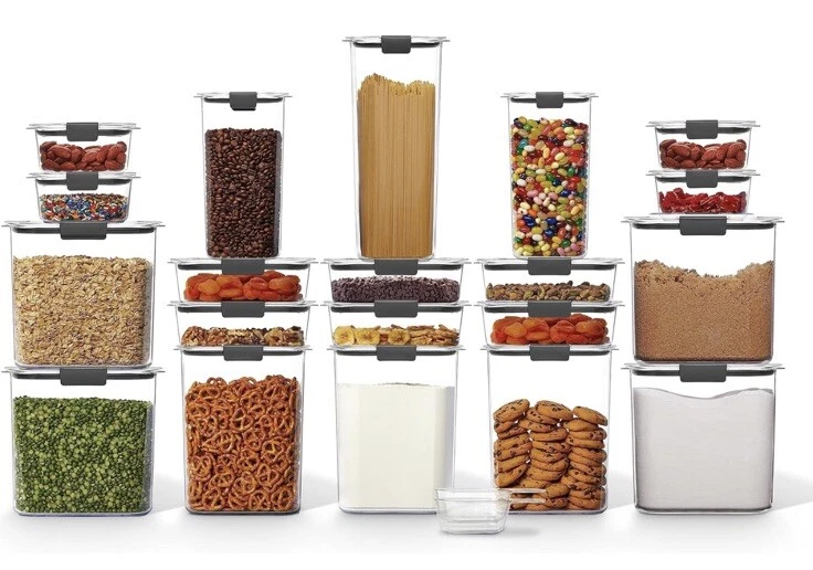 Rubbermaid Brilliance 20pc Airtight Food Storage Containers w/ Lids & Scoops NEW