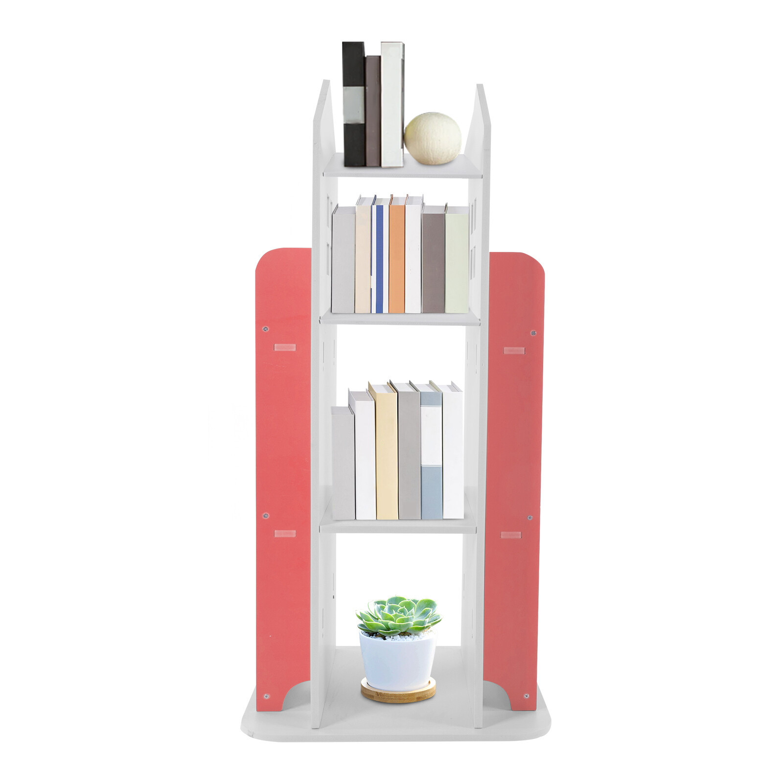 360° 4-Tier Rotating Bookshelf Freestanding Display Rack/ Bookcase Storage Shelf