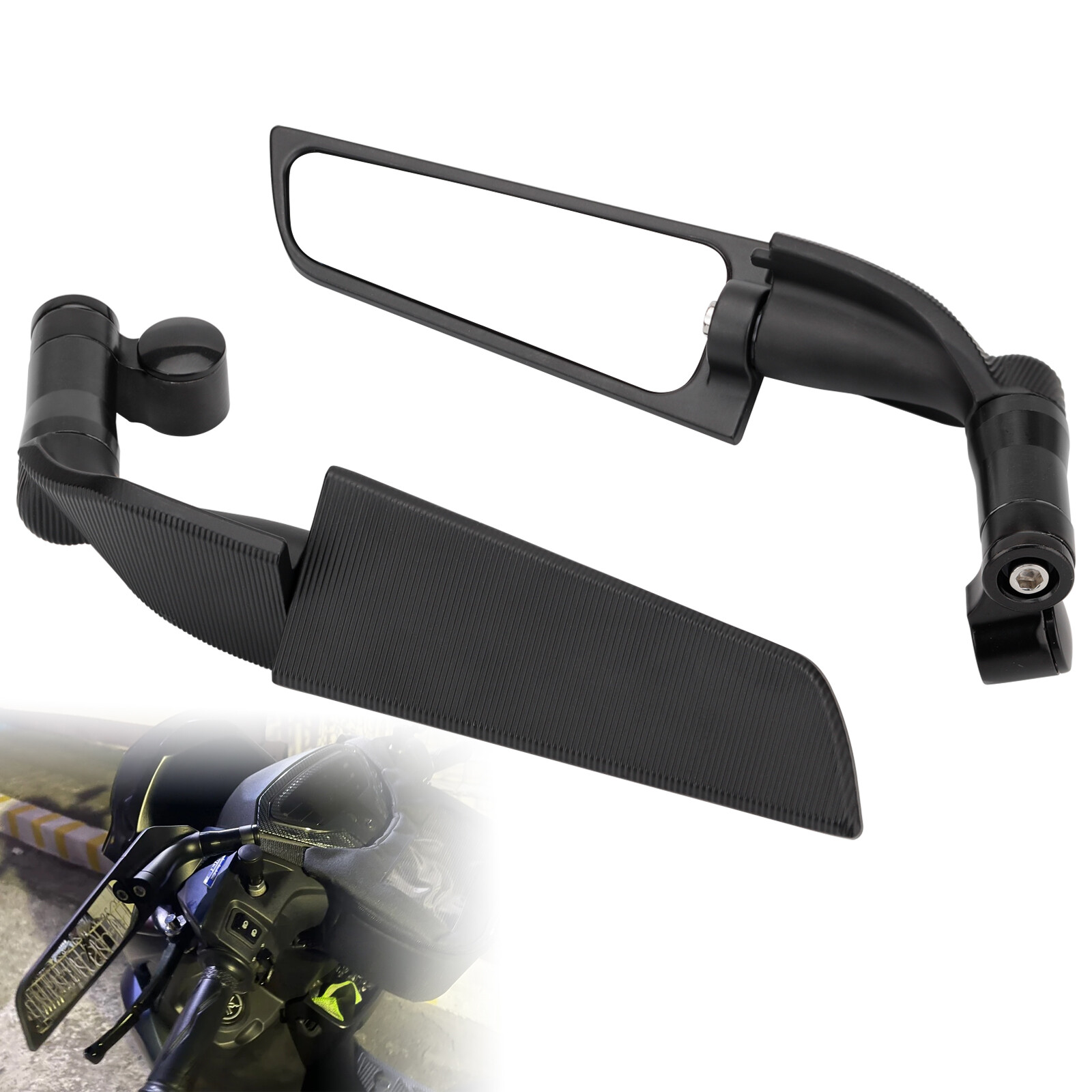 Motorcycle Wind Swivel Stealth Wing Rear view Side Mirrors for Honda Yamaha BMW