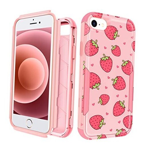 for iPhone SE Case 2020/2022/3rd Generation, for iPhone 8/7 1Pink Strawberry