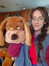 Vtg Russ Berrie Dog Samuel Spaniel 16" Brown Tan Plush Puppy Long Ears Lying 641