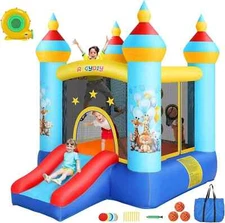 5-in-1 Space & Rocket-Themed Inflatable Bouncy Castle for Backyard with Blower~