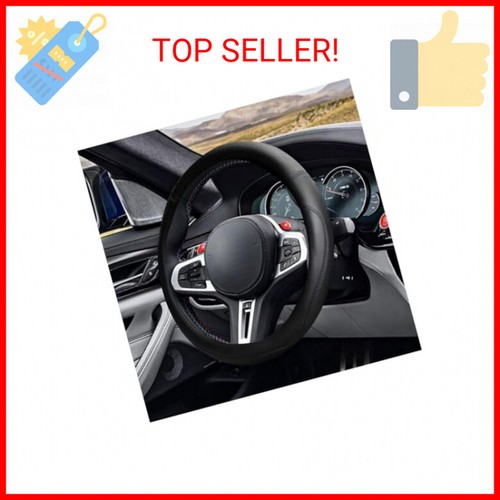 14.5"-15" Car Steering Wheel Cover, Microfiber Leather Cover, Anti-Slip Breathab