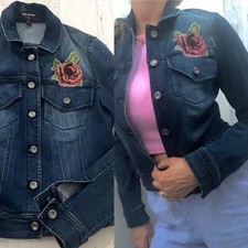 Ana Sousa Denim Jacket. Unworn. Floral Detail. Fabulous. Uk 8