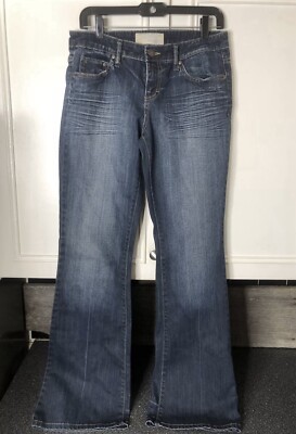 Maurices Jeans Womens 5/6 Long 34 Inseam Blue Mollie Flare Low Rise Dark  Wash