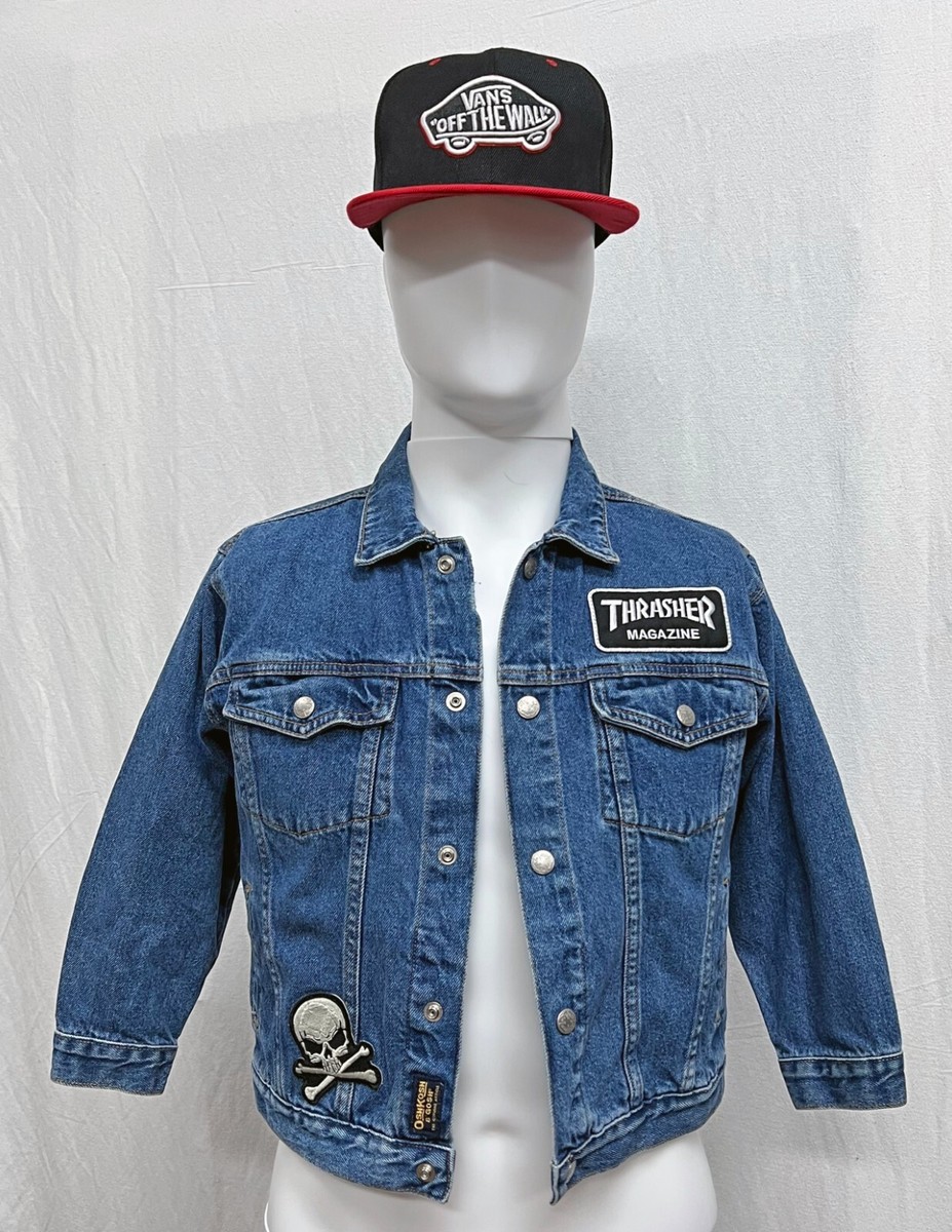 Vintage OshKosh B'Gosh Custom Thrasher Skull Patched Boys SZ-7
