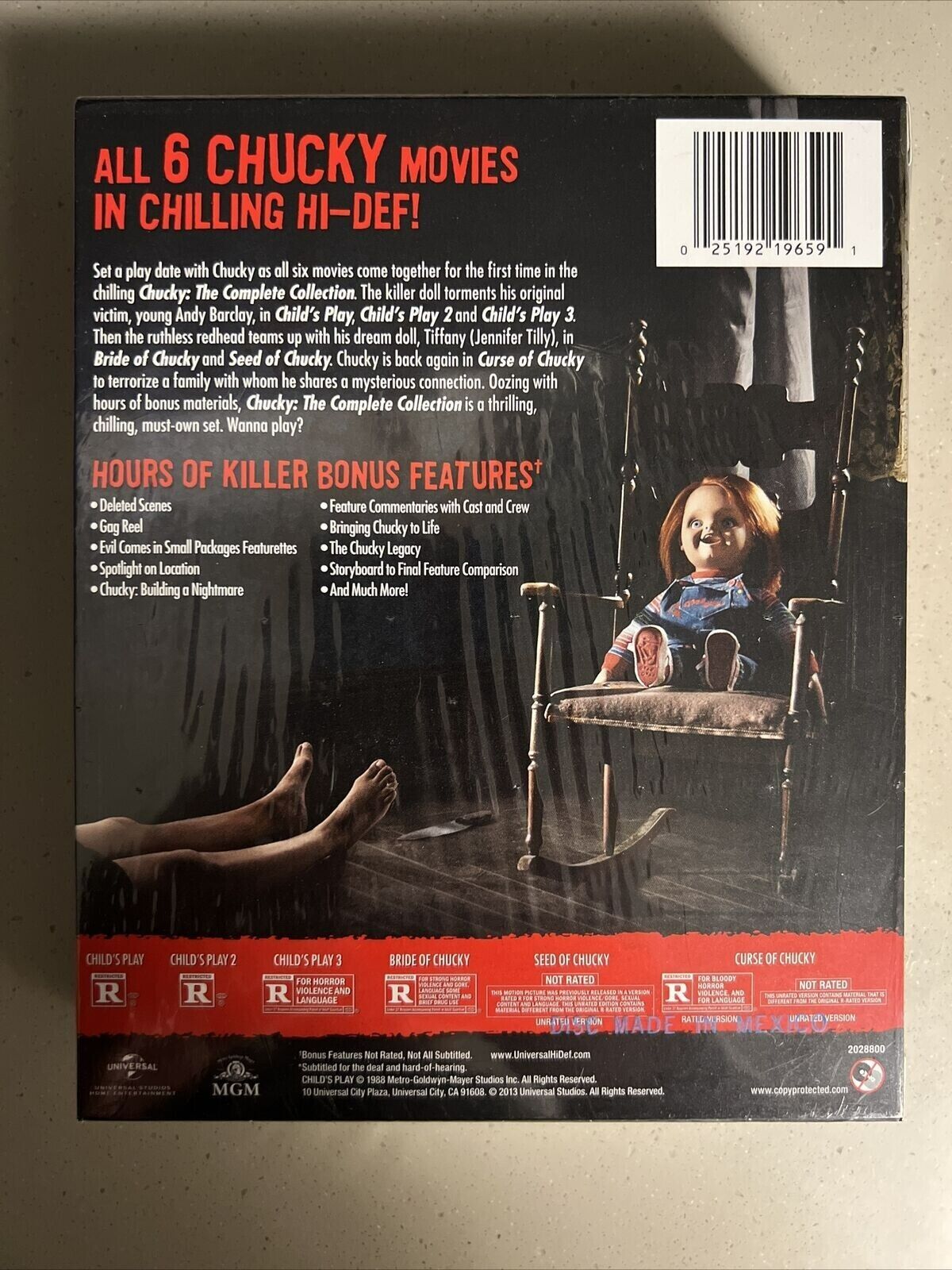 Chucky Complete Movie Collection 1 2 3 4 5 6 7 Childs Play DVD Set Horror  NEW